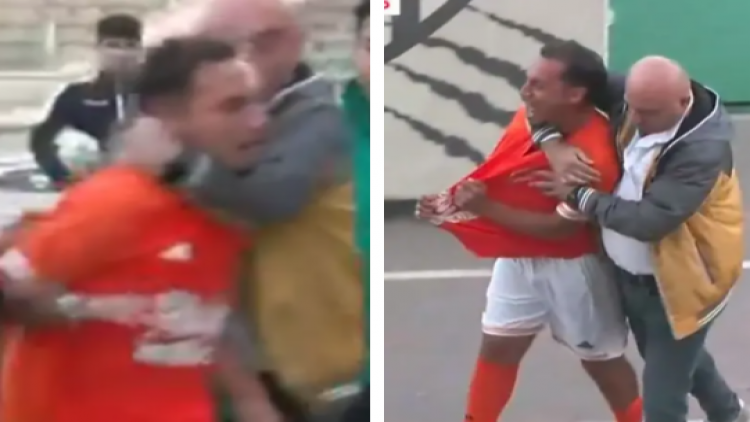Futbolçu oyun zamanı baş məşqçiyə hücum etdi - VİDEO