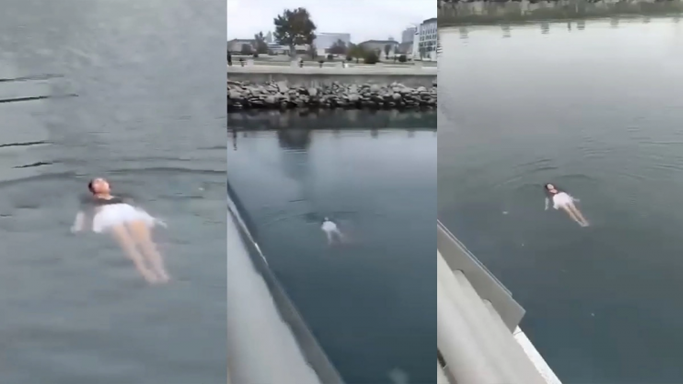 Soyuğa məhəl qoymadı, dənizə girdi - Bulvardan görüntülər - VİDEO