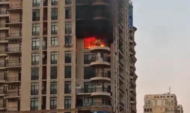 Bakıda bina yanıb - YENİLƏNİB - VİDEO - FOTO