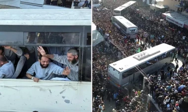 İsrailin azad etdiyi fələstinli əsirlər Qəzzada - FOTO