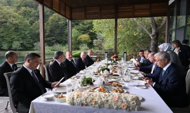 Qəbələdə dövlət və hökumət başçılarının şərəfinə rəsmi nahar verilib - VİDEO - FOTO