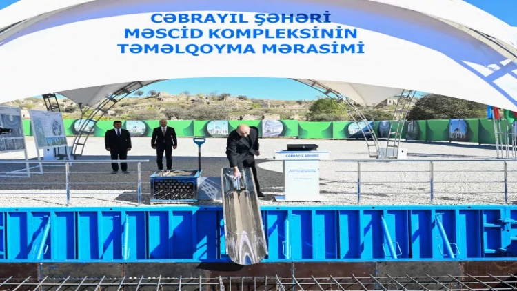 Prezident Cəbrayıl şəhər məscidinin təməlini qoyub - VİDEO - FOTO