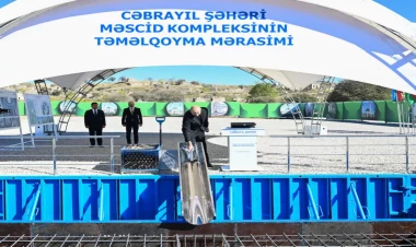 Prezident Cəbrayıl şəhər məscidinin təməlini qoyub - VİDEO - FOTO