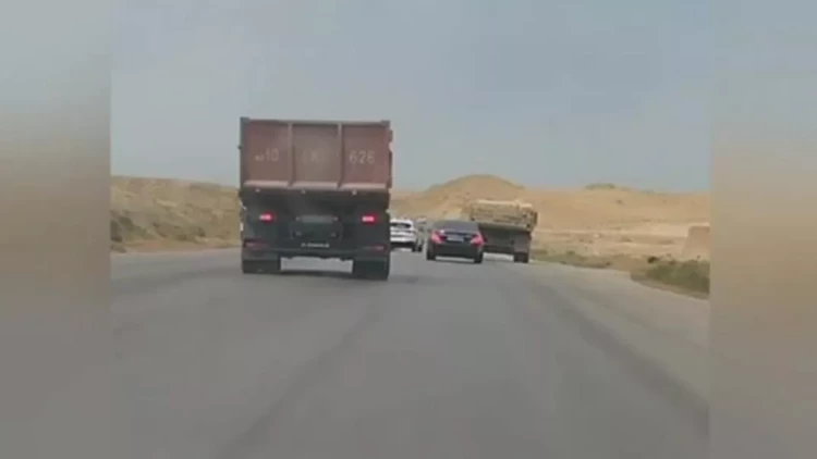 Yollarda təhlükə yaradan “Kamaz” sürücüsü inzibati qaydada həbs edildi - VİDEO