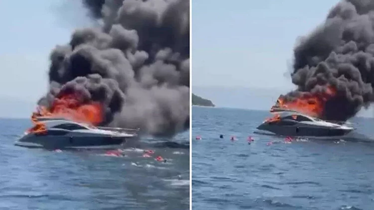 Türkiyədə içərisində 12 nəfərin olduğu kater yanır - FOTO