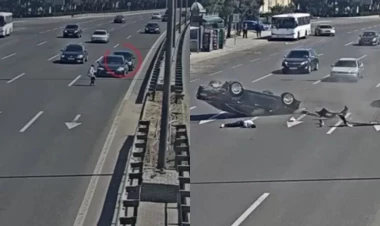 Bakının mərkəzində dəhşətli qəzadan ANBAAN GÖRÜNTÜLƏR - VİDEO