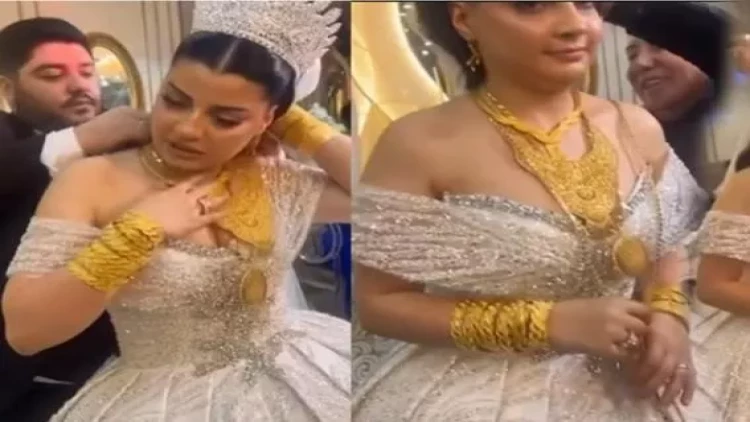 Tanınmış fenomen gəlinini qızıl içində “boğdu” - VİDEO