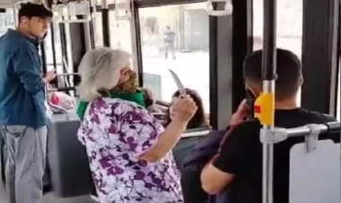 Bakıda qadın avtobusda DƏHŞƏT SAÇDI: əlində bıçaqla... - VİDEO