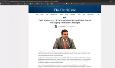 Fərid Şahbazlının milli mətbuatın 150 illik yubileyi ilə bağlı məqaləsi xarici KİV-lərdə dərc edilib-FOTO