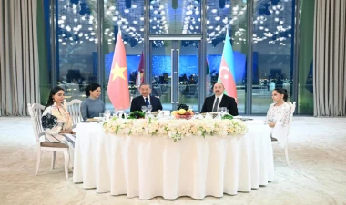 İlham Əliyevin adından Vyetnamlı Baş katibin şərəfinə dövlət ziyafəti verilib - VİDEO - FOTO