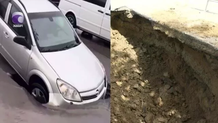 Bu yol ikinci dəfə çökdü - VİDEO