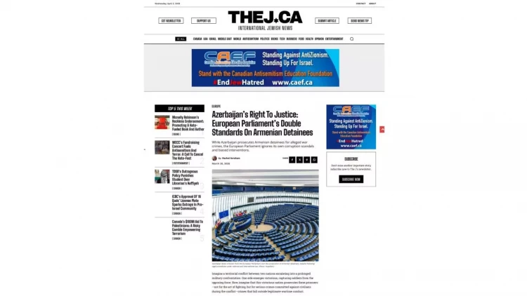 Kanada mətbuatı Avropa Parlamentini Azərbaycana qarşı ikili standartlara görə qınayıb - FOTO