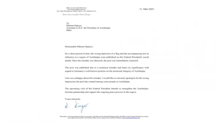 Almaniya Azərbaycandan üzr istədi