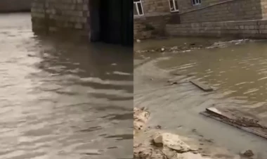 28 May qəsəbəsində göl DAŞDI - Evlər su altında qalıb