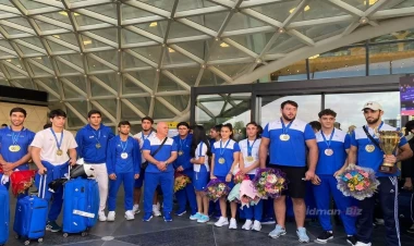 Cüdo üzrə Avropa çempionatında birinci yer tutan millimiz Vətənə qayıdıb