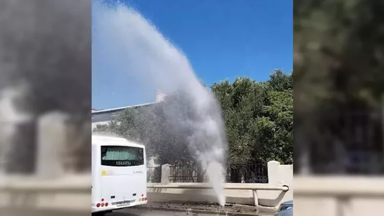 Lökbatanda su borusu partladı - VİDEO