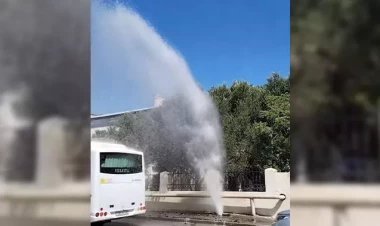 Lökbatanda su borusu partladı - VİDEO