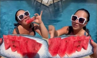 Xatirə hovuzdan VİDEOsunu paylaşdı