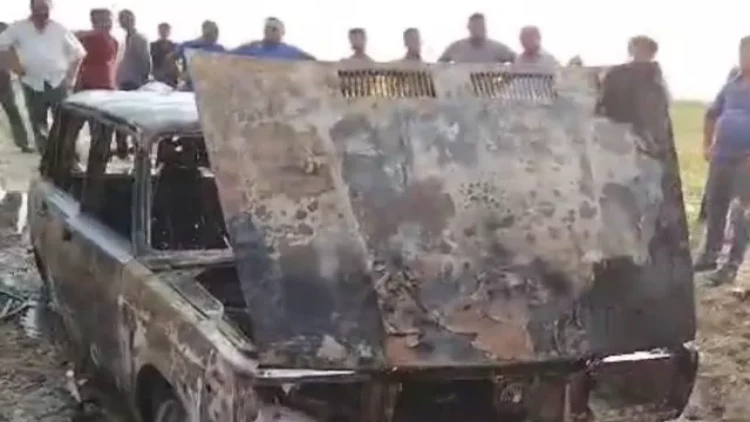 Şamaxıda avtomobil yanıb kül oldu - FOTO