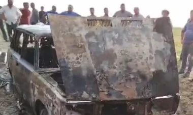 Şamaxıda avtomobil yanıb kül oldu - FOTO