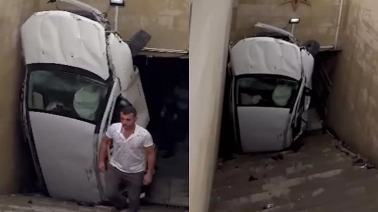 Bakıda avtomobil piyada keçidinə düşdü - YENİLƏNİB - VİDEO