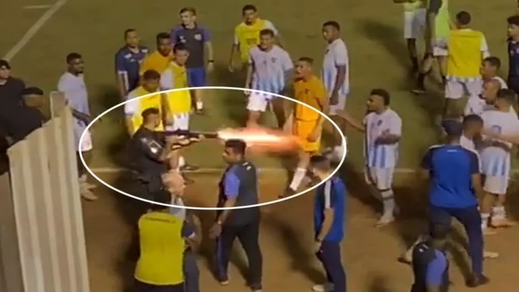 Braziliyada polis futbolçuya atəş açdı - VİDEO