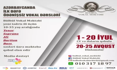 Bülbül Vokal Məktəbi ödənişsiz vokal dərslərinə tələbə qəbulu elan edir