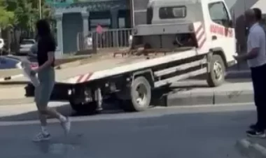 Bakıda evakuator sürücüsü qaydaları heçə sayıb bordürə çıxdı - VİDEO