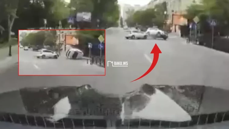 Bakıda “KİA”nın aşdığı dəhşətli qəzanın ANBAAN VİDEOsu