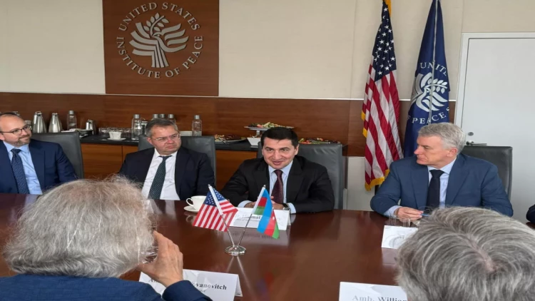 Hikmət Hacıyev ABŞ Sülh İnstitutunda COP29, regional və qlobal məsələləri müzakirə edib - FOTO