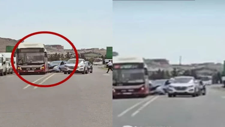 “Sədərək”də qəza: “Prius”la “BakuBus” toqquşub - VİDEO