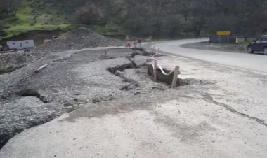 İsmayıllıda yol çökdü - VİDEO