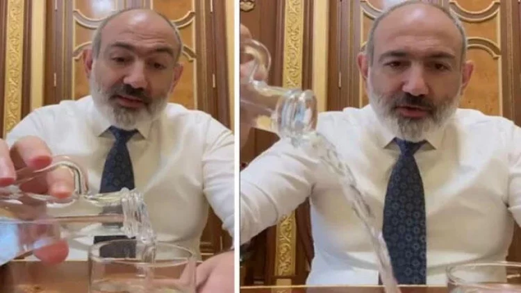 Paşinyanın suyu masaya tökərək izahı gündəm oldu - VİDEO