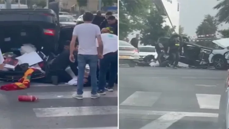 İsrailin milli təhlükəsizlik nazirinin maşını aşdı - VİDEO