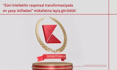 “Global Finance” Kapital Bank-ı “Süni intellektin rəqəmsal transformasiyada ən yaxşı istifadəsi” (Best Use of AI in Digital Transformation) mükafatına layiq görüb