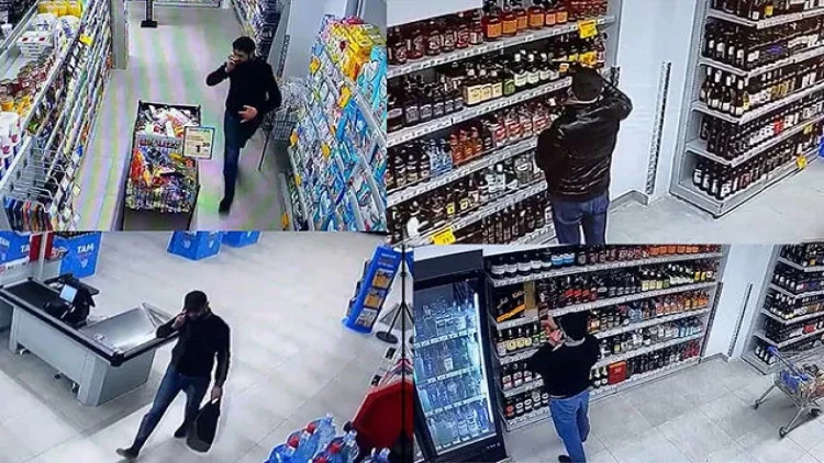 Marketdən 8 min manatlıq spirtli içki oğurladı - FOTO