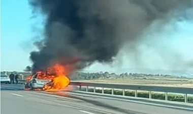 Bakı-Sumqayıt yolunda avtomobil yanaraq külə dönüb - FOTO