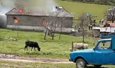 Cəlilabadda ikimərtəbəli ev yandı