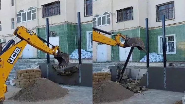 Sumqayıtda qanunsuz tikili söküldü - VİDEO - FOTO