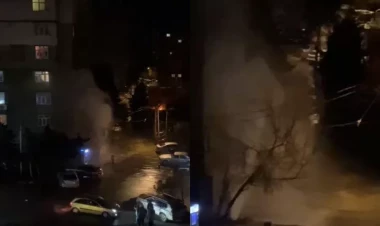 Bakıda su borusu partladı - VİDEO