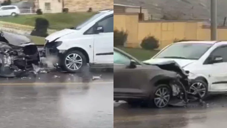 Bakıda yağışlı hava qəzaya səbəb oldu - VİDEO
