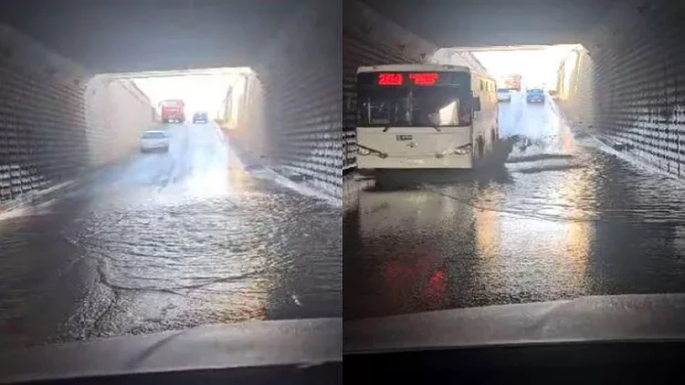 Tunel, yoxsa göl? - Bu keçid sürücülər üçün keçilməz olub - VİDEO