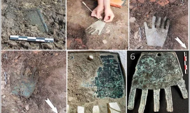 Üzərində qədim dillərdə yazılar olan tunc “əl” tapıldı