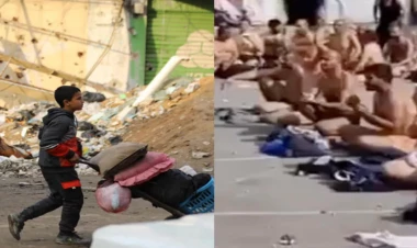 Qəzzadan ürək parçalayan FOTOlar - Yüzlərlə kişini soyundurub, məktəbin həyətində VİDEOya çəkdilər