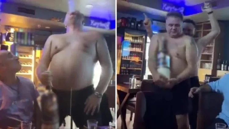 Futbol klubunun prezidentinin ŞOK GÖRÜNTÜLƏRİ - Sərxoş və yarıçılpaq halda... - VİDEO