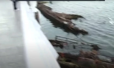 Xəzər dənizində batmış gəmi tapıldı - VİDEO