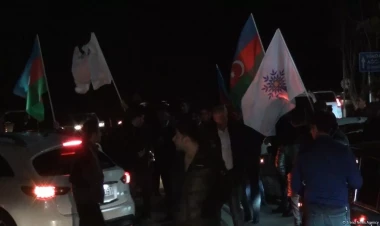 Ağdam sakinləri Prezident İlham Əliyevin qələbəsini qeyd edir - FOTOlar