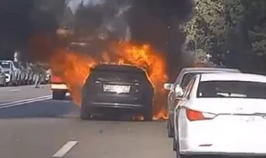 Hacıqabulda “Mersedes” yandı - FOTO