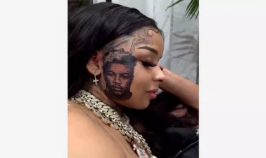 Məşhur reper həbsdəki sevgilisinin portretini üzünə döydürdü