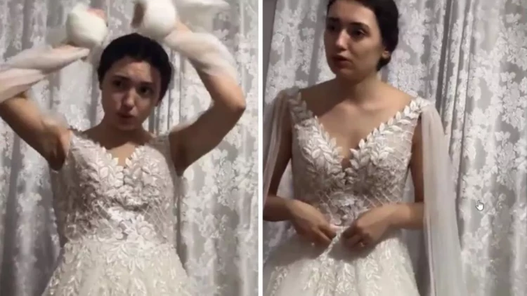 Gəlin belinə qırmızı lent bağlanan vaxt elə sözlər dedi ki... - VİDEO